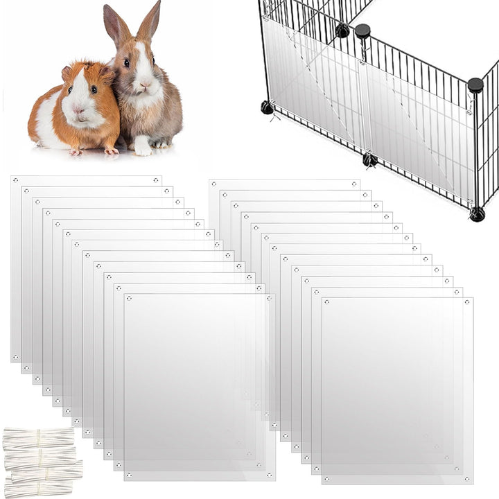24 Stück Haustierkäfig-Einlage, 26 x 21 cm, Urin-Schutz, Seitenfutter, transparentes Blatt, Kaninche