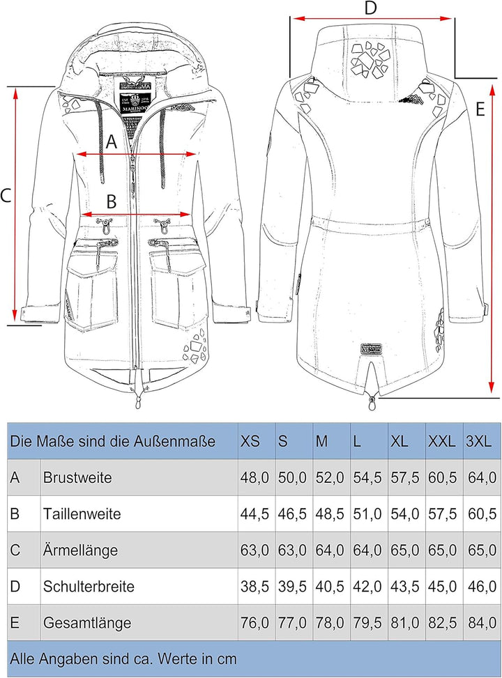 MARIKOO Damen wasserdichter Softshellmantel Softshelljacke Outdoorjacke Übergangsjacke Parka Kapuze