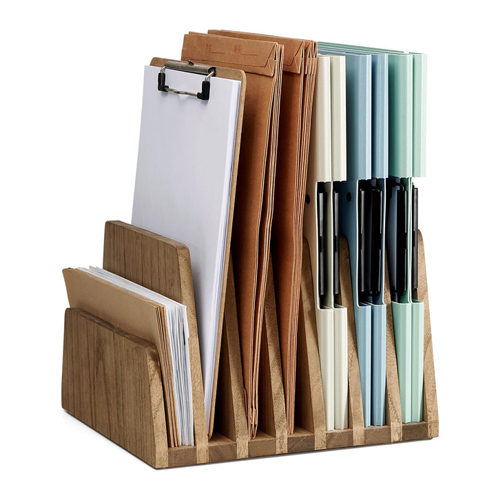 KIRIGEN Desktop File Document Holder Stand 7 Slots Mail Paper Organizer Desk Sorter Holder for File