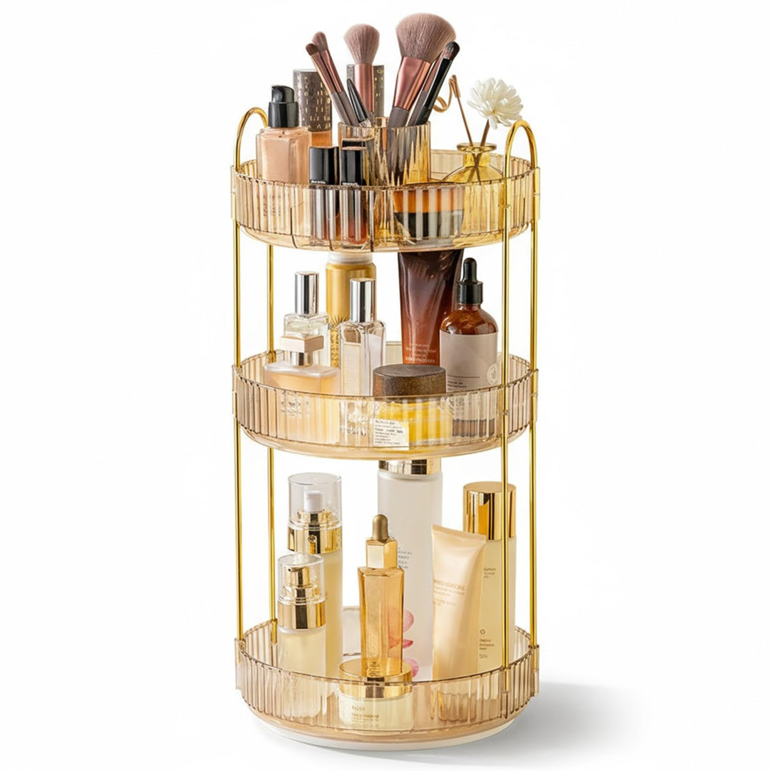 SHANNA Make Up Kosmetik Organizer: 3-stufiger 360° Drehbarer Kosmetik-Parfümständer, Toilettenartike