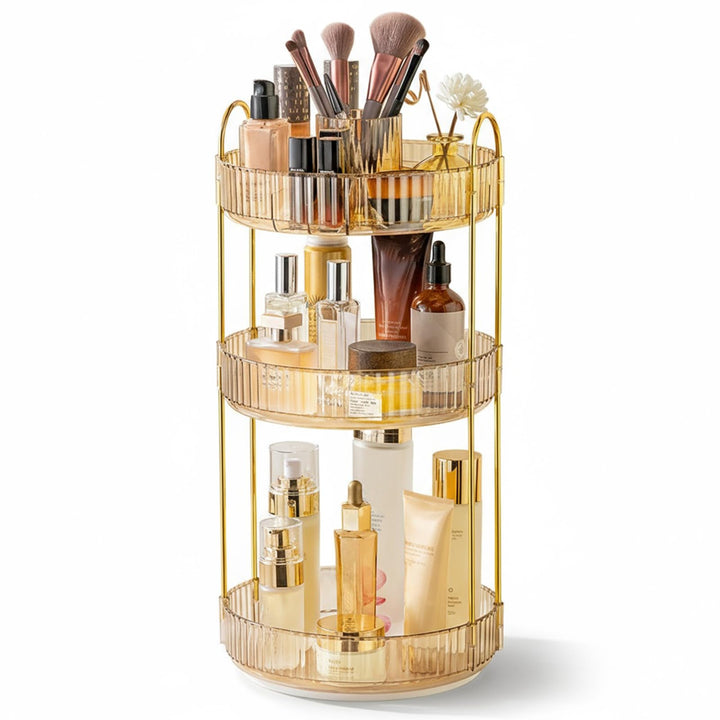 SHANNA Make Up Kosmetik Organizer: 3-stufiger 360° Drehbarer Kosmetik-Parfümständer, Toilettenartike