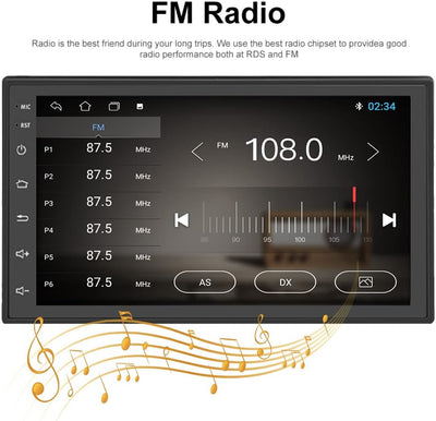 Podofo Doppel Din Android 9.1 Autoradio mit Bluetooth Freisprecheinrichtung 4.0/ USB/ WiFi/ GPS/ Mir