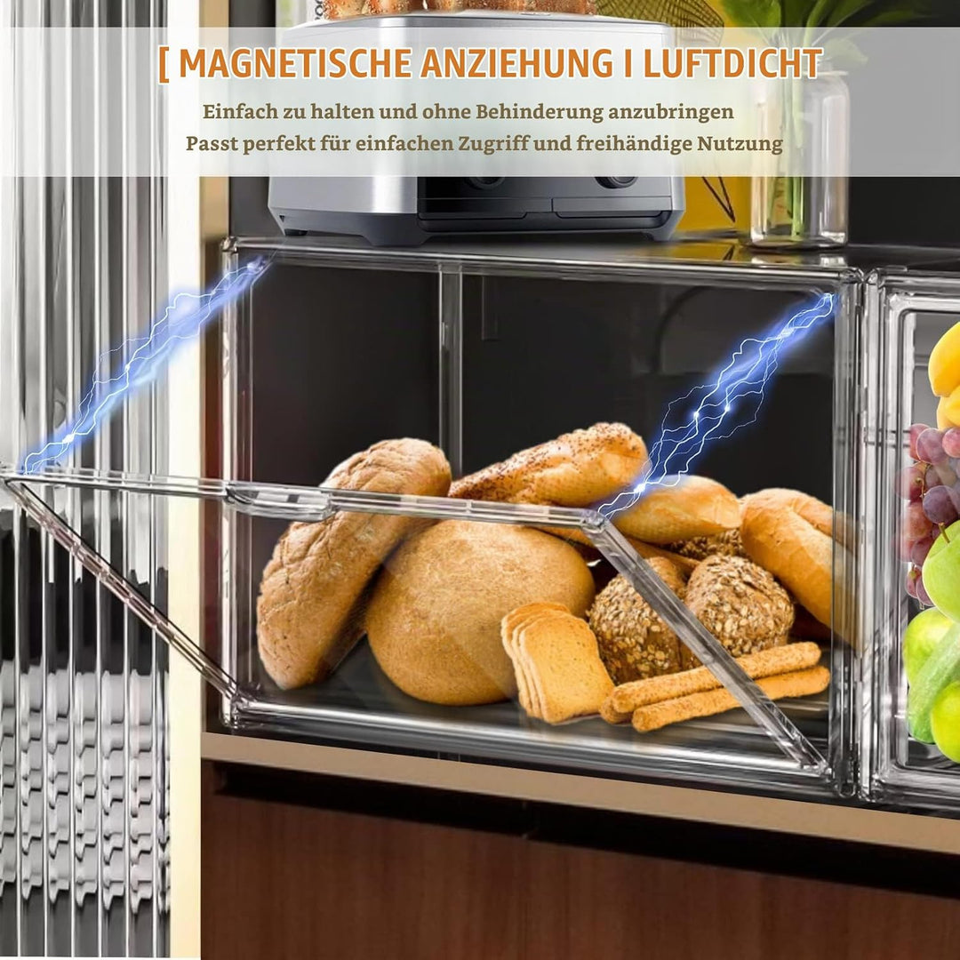 Plastik Brotkasten Durchsichtig Brotaufbewahrung mit 50pcs Backpapier Etiketten 2 Schichten Verstell