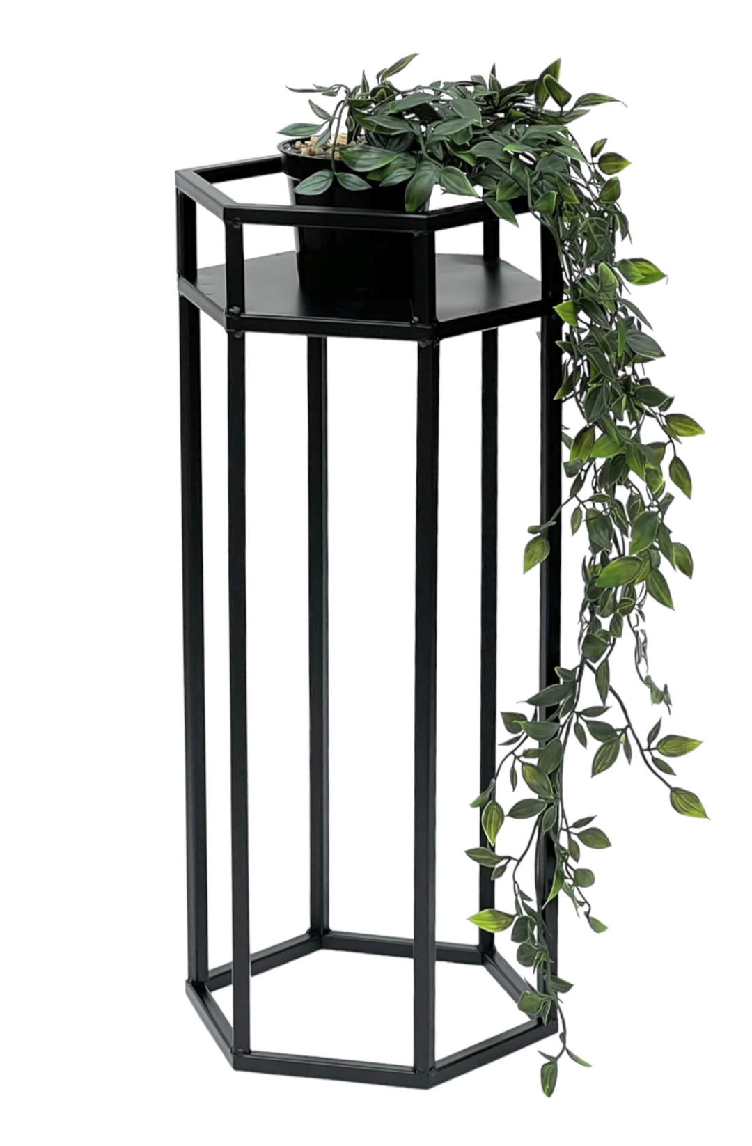 DanDiBo Blumenhocker Metall Schwarz 6eck Blumenständer Beistelltisch 96453 Blumensäule Pflanzenhocke