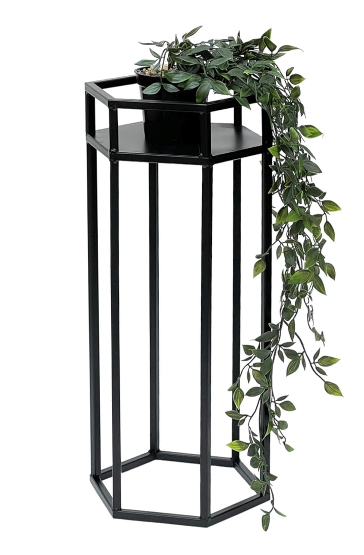 DanDiBo Blumenhocker Metall Schwarz 6eck Blumenständer Beistelltisch 96453 Blumensäule Pflanzenhocke