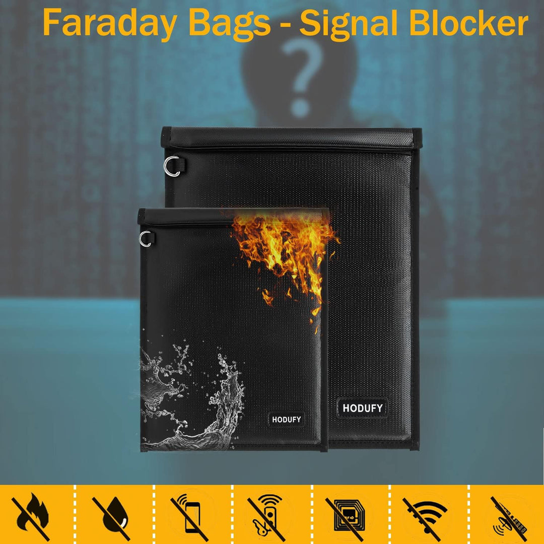 Hodufy 2 Stück Faraday Tasche,(16.9x15,13x10 Zoll) Faraday Bags for Laptop und GPS Signal Blocker Fe