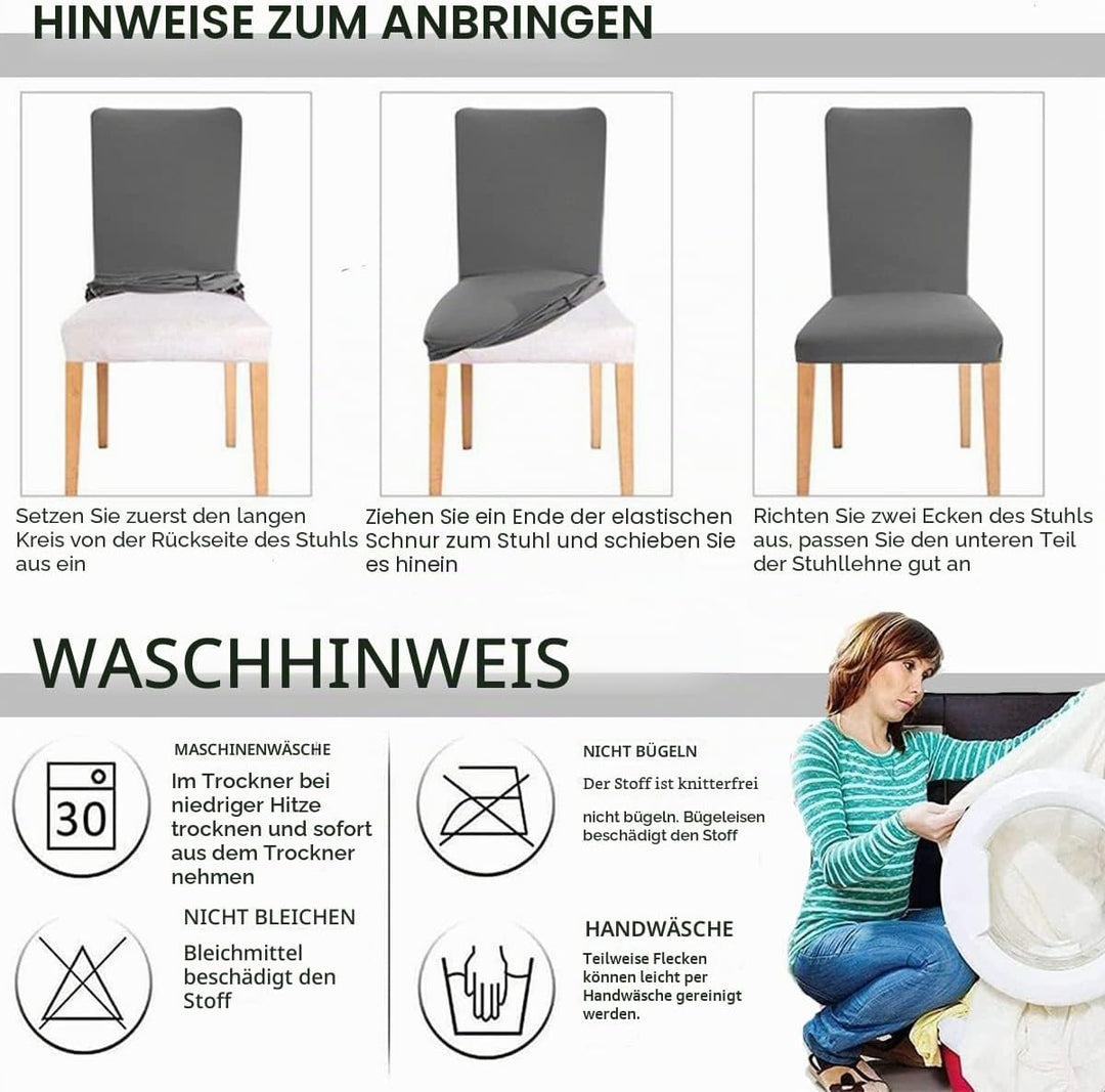 HZDHCLH Stuhlhussen 4er Set Stuhlbezüge Stretch abnehmbar, waschbar, Esszimmerstuhl-Schutzsitz für H