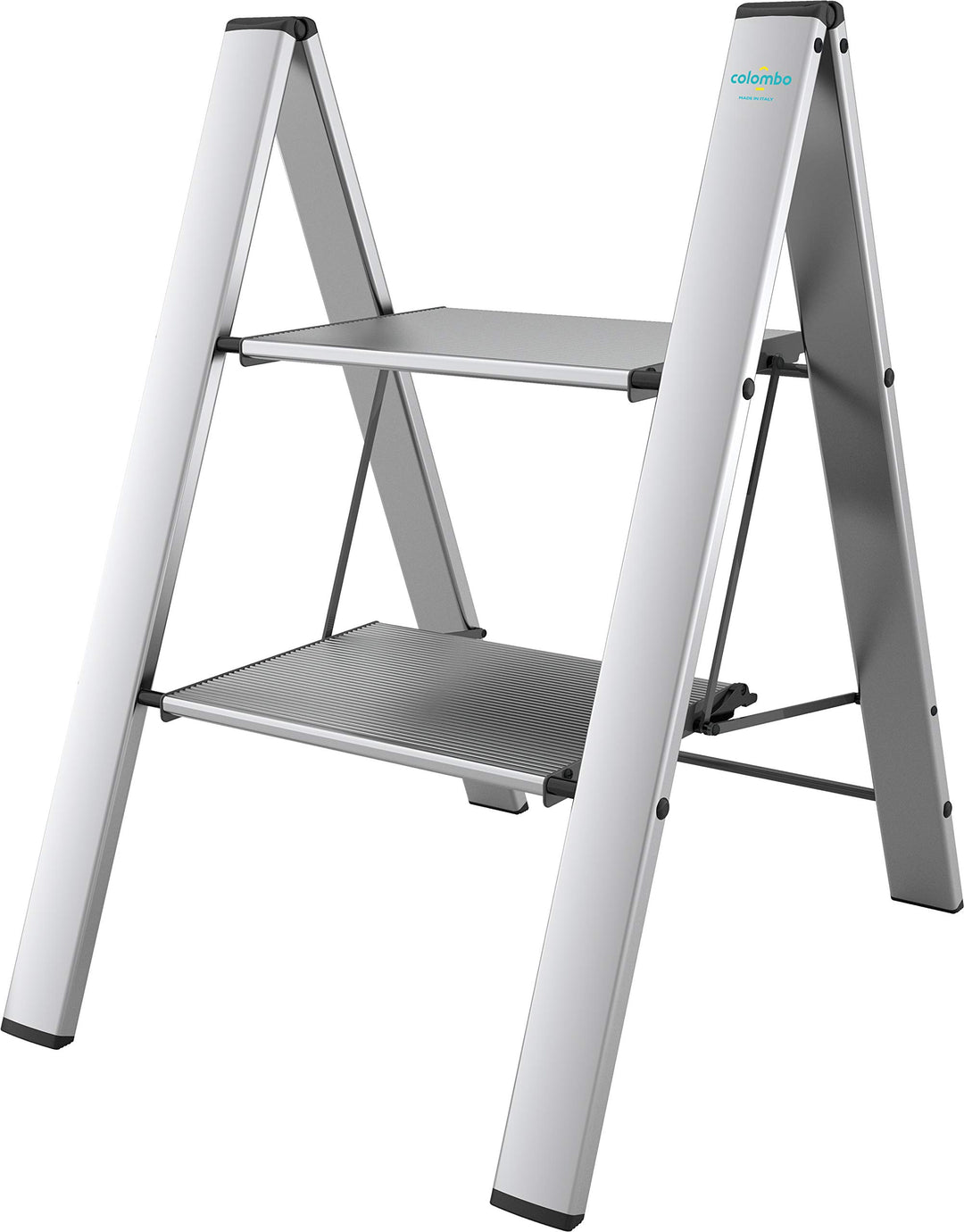 Anodized Aluminium Steps Stool Leonardo 2 Silver 2 steps Silver, 2 steps Silver