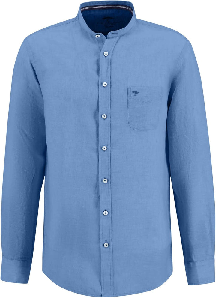 FYNCH-HATTON Herren Langarmhemd - aus softem Premium Leinen mit Stehkragen, Light Sky, L