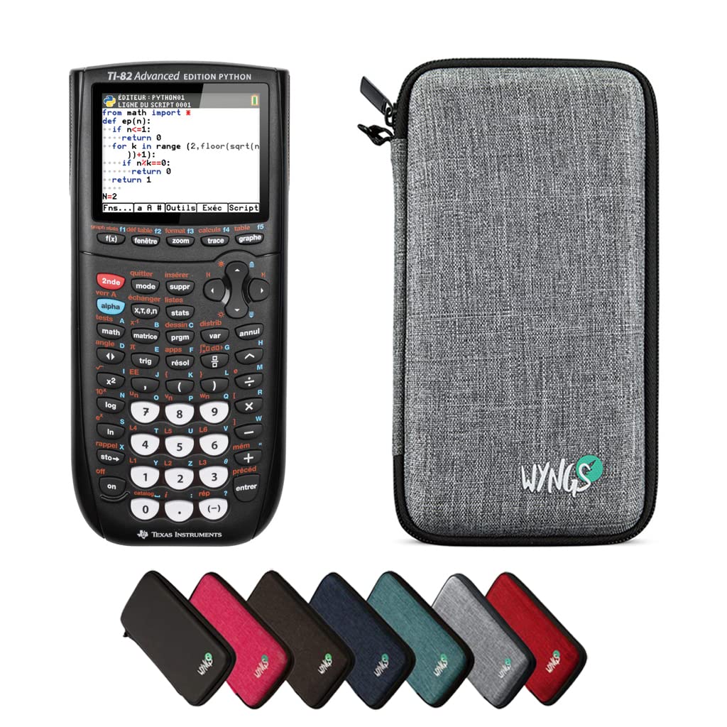 CALCUSO Sparpaket: TI-82 Advanced Python Edition + WYNGS Schutztasche hellgrau + Erweiterte Garantie
