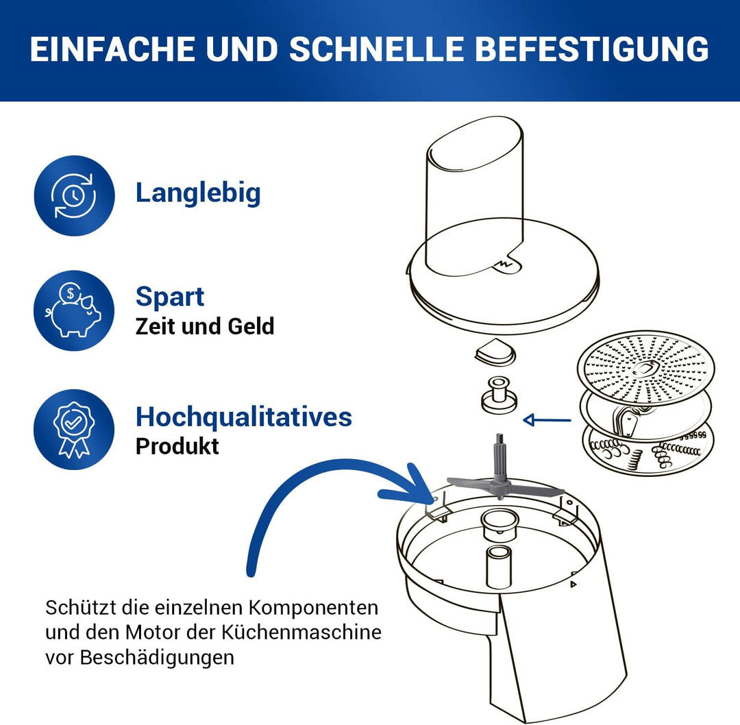VIOKS Durchlaufschnitzlerflügel Ersatz für Bosch MUM Zubehör 10000314 Mitnehmer Achse für Küchenmasc