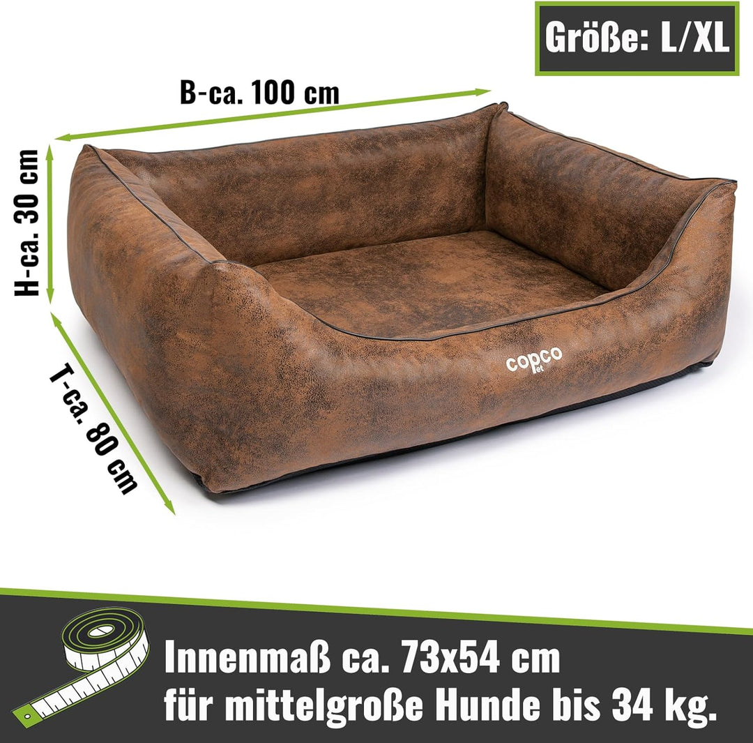 CopcoPet – orthopädisches Hundebett Emma in Wildlederoptik – Hundekörbchen mit abnehmbarem, waschbar