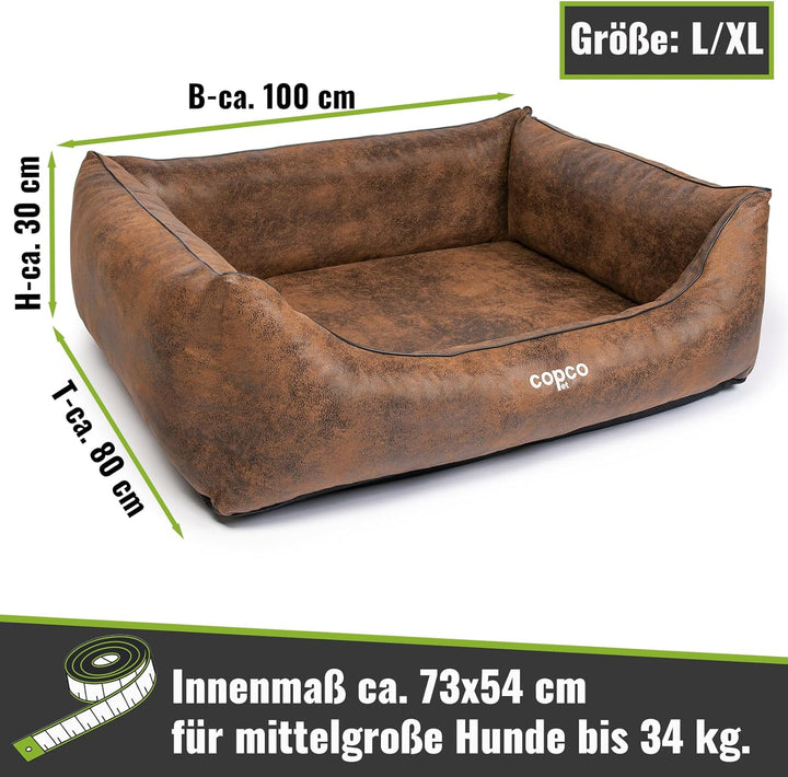 CopcoPet – orthopädisches Hundebett Emma in Wildlederoptik – Hundekörbchen mit abnehmbarem, waschbar