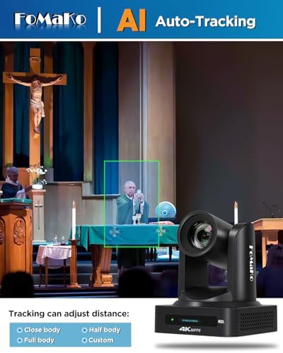 FoMaKo K800Nx2+KC608N NDI PTZ Controller, 4K 60FPS NDI HX3 PTZ Kamera, KI-Auto-Tracking, 20x Optisch