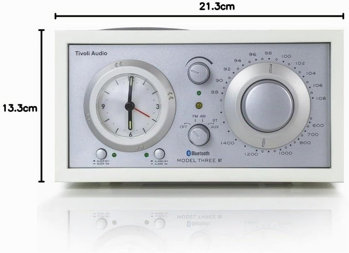 Tivoli Audio Model Three Bluetooth UKW-/MW-Radiowecker (Weiss/Silver) Weiss / Silber, Weiss / Silber