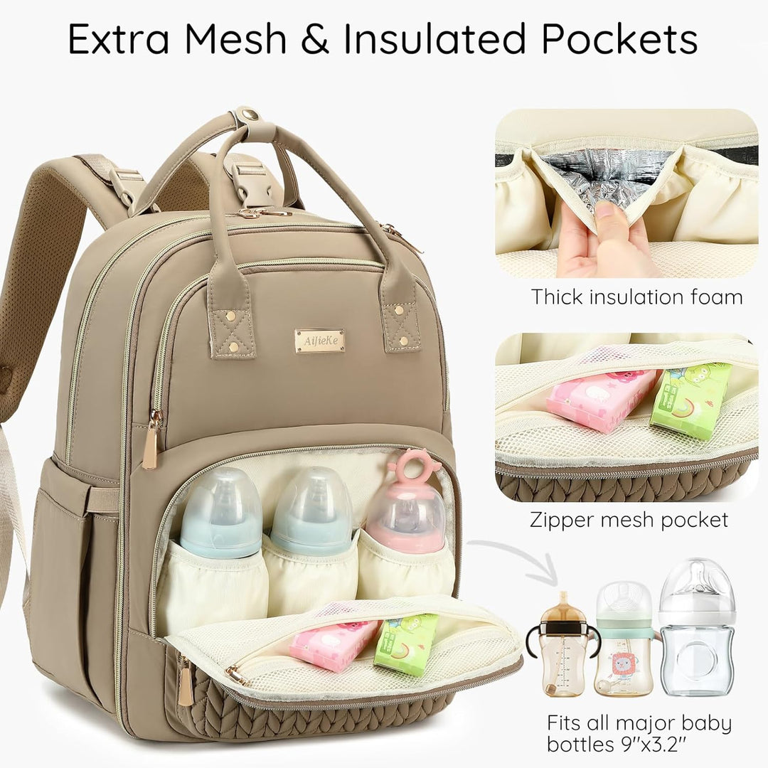 AIJIEKE Wickeltasche Rucksack, multifunktionale, wasserdichte Wickeltasche, Reiseutensilien, Babytas