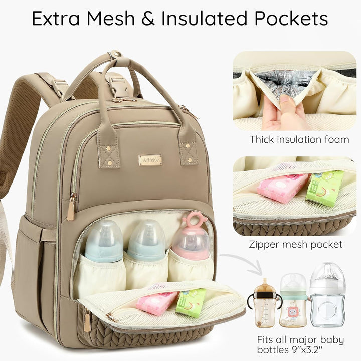AIJIEKE Wickeltasche Rucksack, multifunktionale, wasserdichte Wickeltasche, Reiseutensilien, Babytas