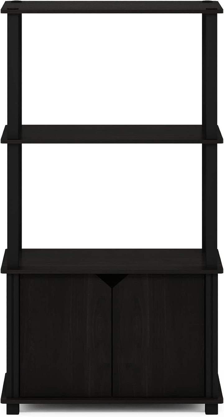 Furinno Brahms Multifunktions-Regal, 4 Fächer, mit Tür, zur Auslage, Espresso/Schwarz Kaffeebraun (E