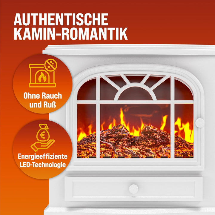 Elektrokamin Elektrischer Kamin mit Heizung LED Kaminfeuer Effekt Heizer Ofen 2000W 60 x 28 x 50cm w