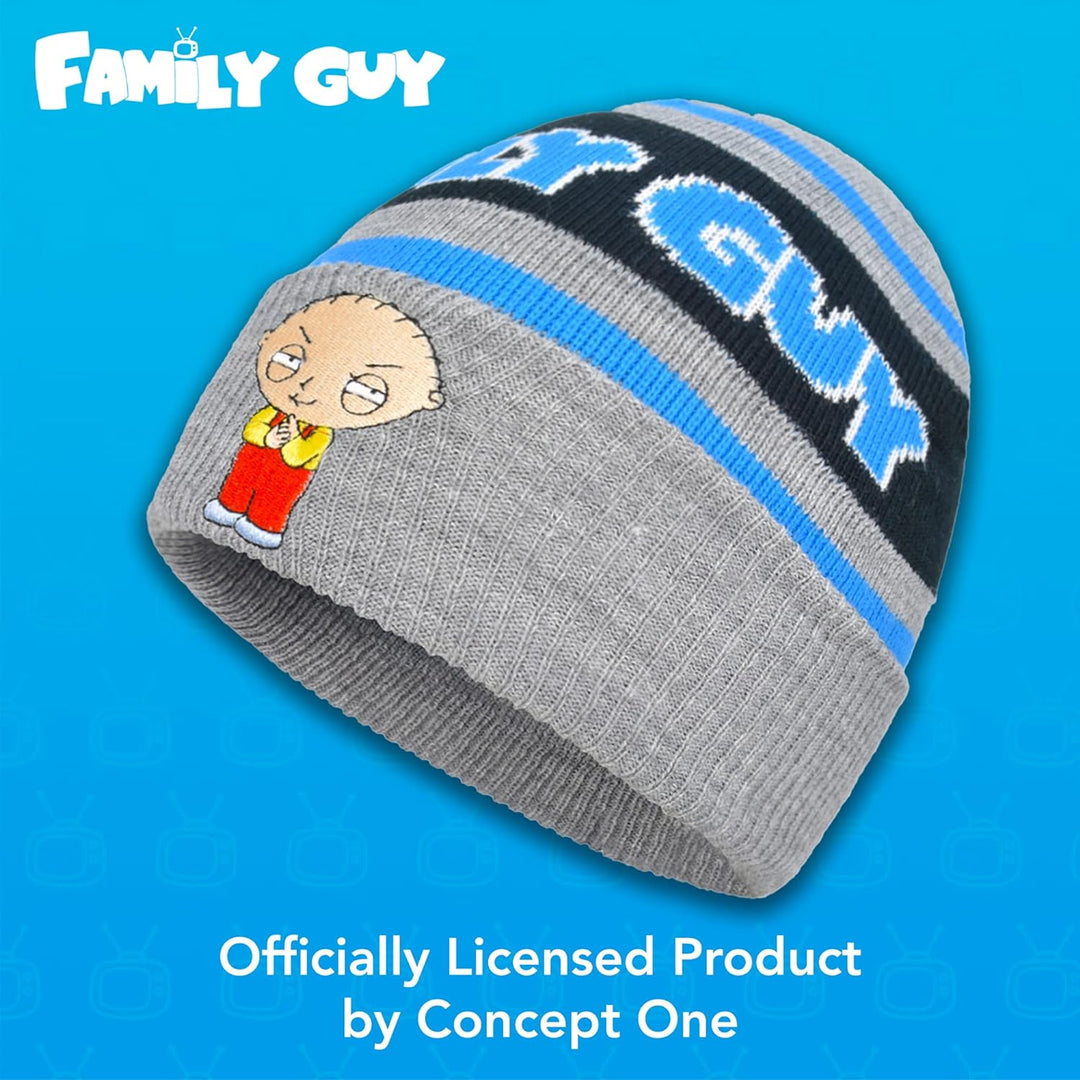 Concept One Unisex-Erwachsene Family Guy Stewie Knitted Acrylic Cuffed Beanie-Mtze, grau meliert, Ei