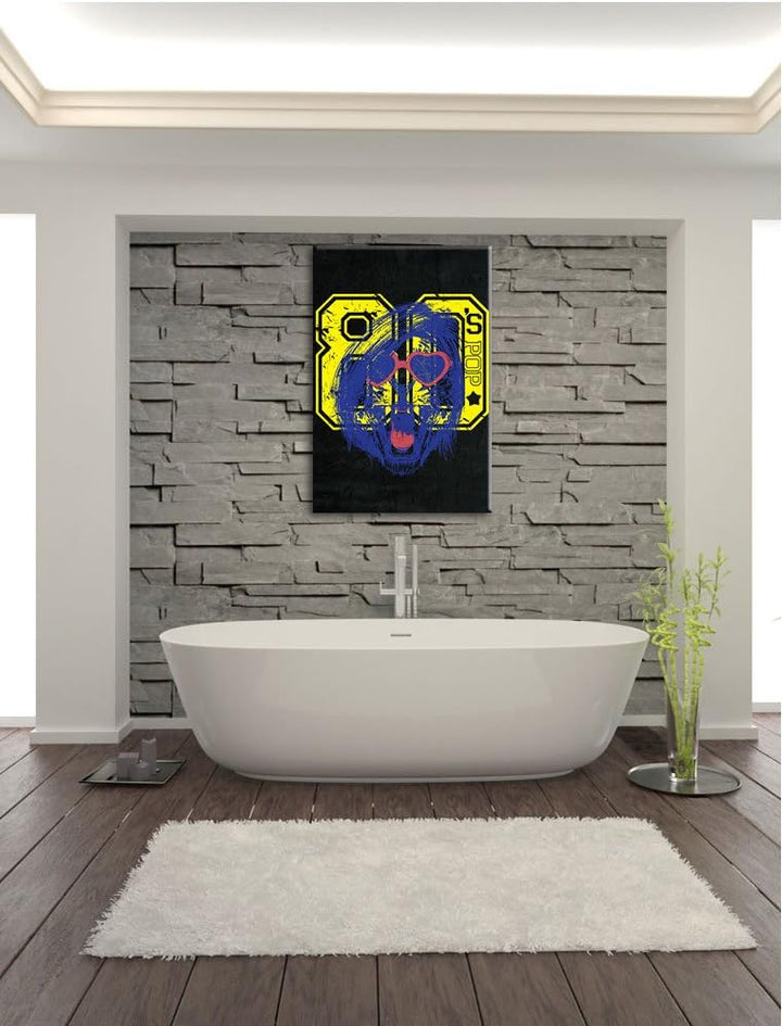 Dark 80s pop black Bild auf Leinwand, XXL riesige Bilder fertig gerahmt mit Keilrahmen, Kunstdruck a