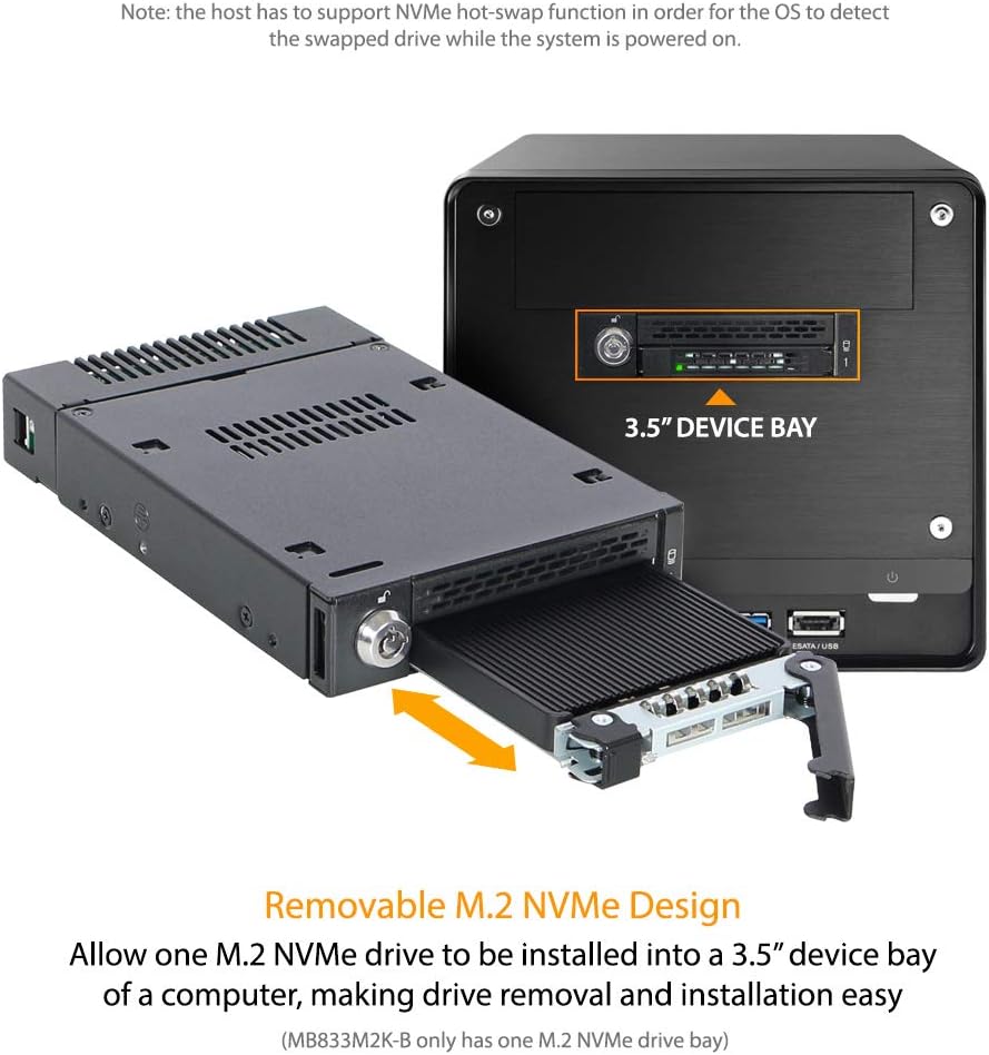 ICY DOCK M.2 NVMe PCIe SSD zu MiniSAS HD SFF-8643 Wechselrahmen mit entnehmbarem Einschub/Tray kompa