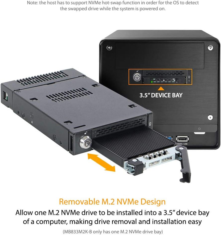 ICY DOCK M.2 NVMe PCIe SSD zu MiniSAS HD SFF-8643 Wechselrahmen mit entnehmbarem Einschub/Tray kompa