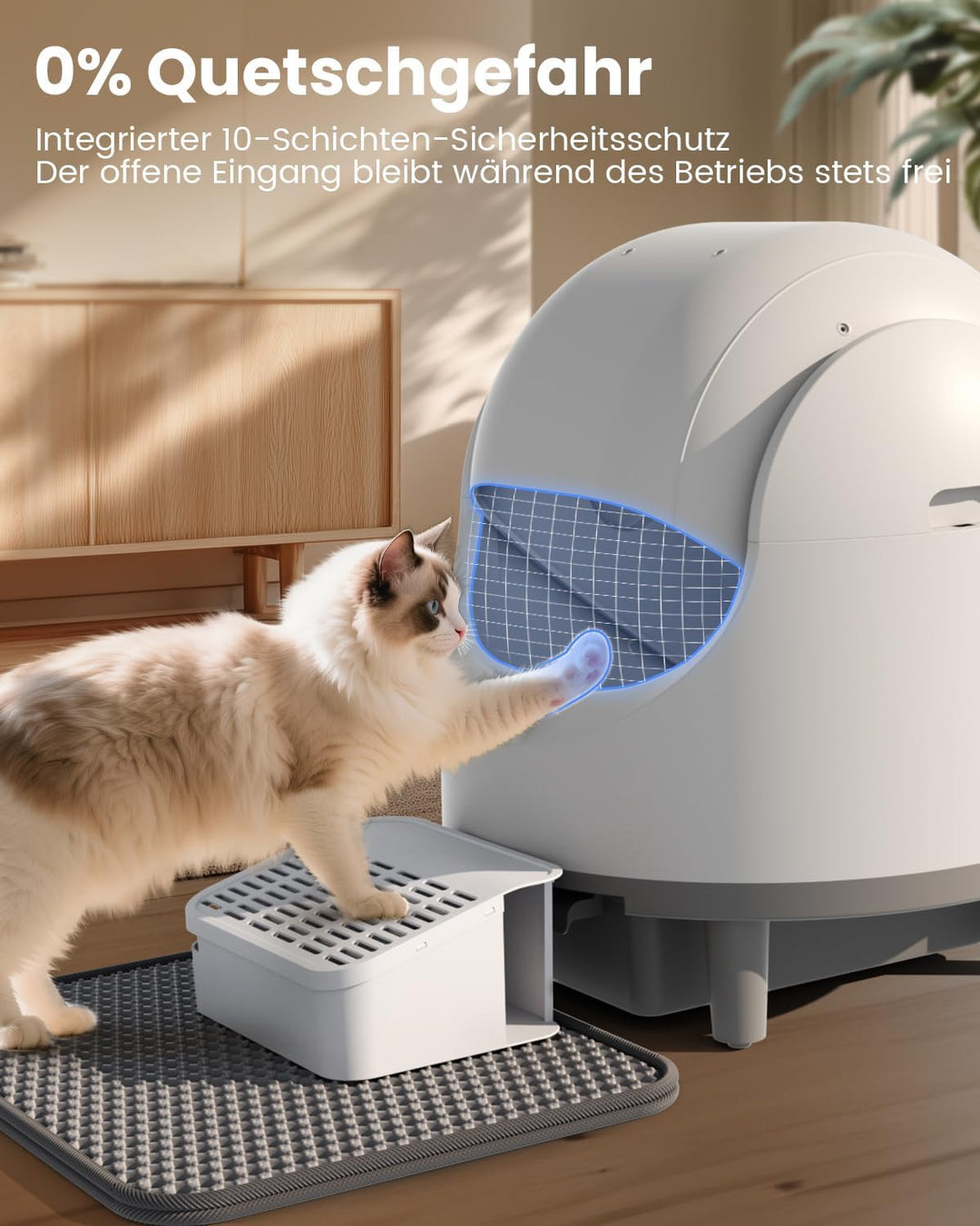 Offenes, Katzenklo Selbstreinigend für grosse Katzen (10 kg), XL Automatische Katzentoilette, 2 Roll