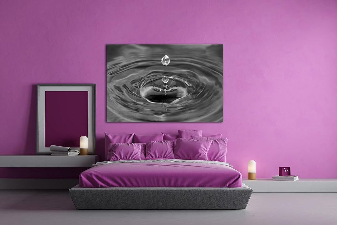 deyoli Wassertropfen schlagen Wellen Effekt: Schwarz/Weiss Format: 60x40 als Leinwandbild, Motiv fer