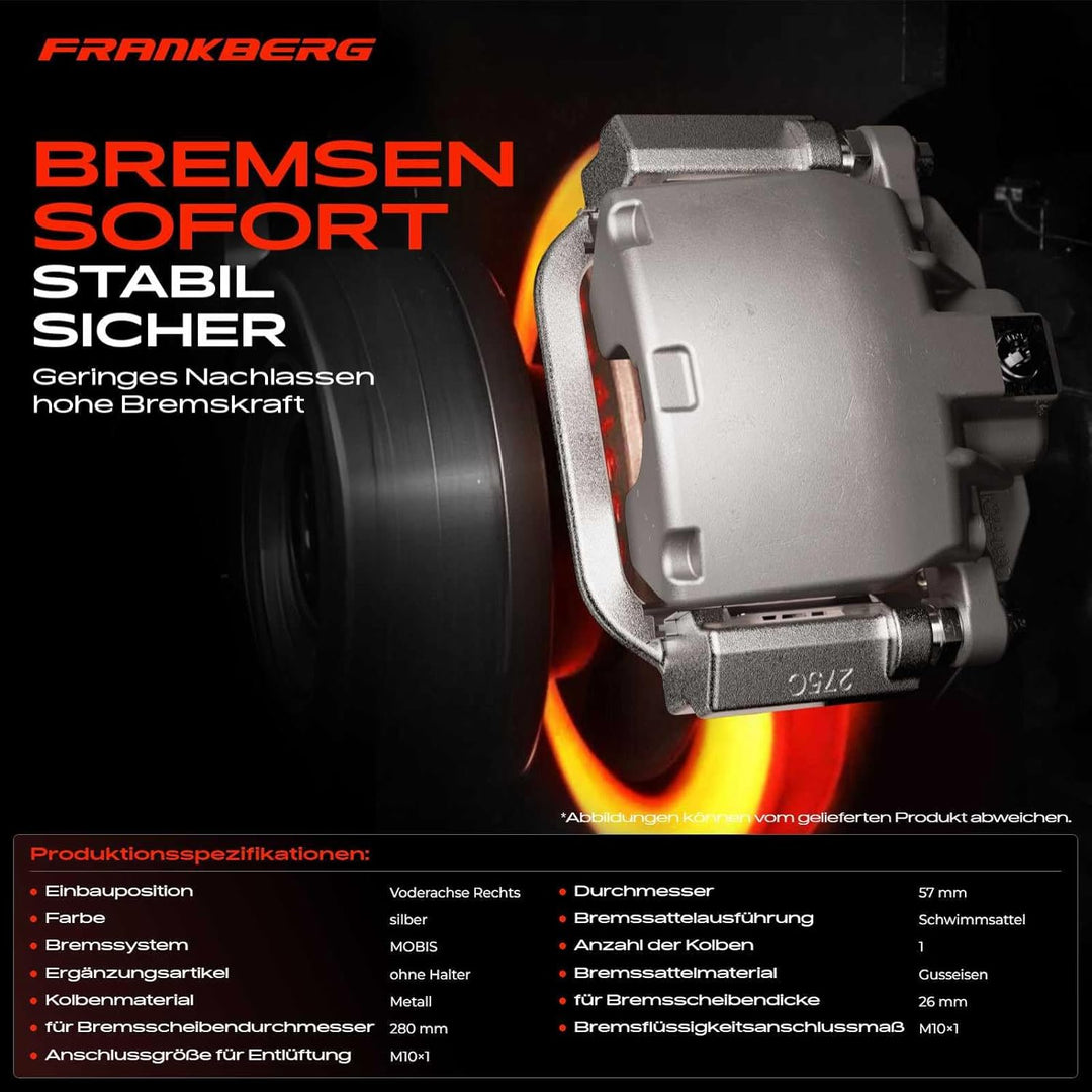Frankberg Bremssattel Bremszange Vorne Rechts Kompatibel mit iX20 JC 1.4L 1.6L 2010-Heute Soul AM 1.