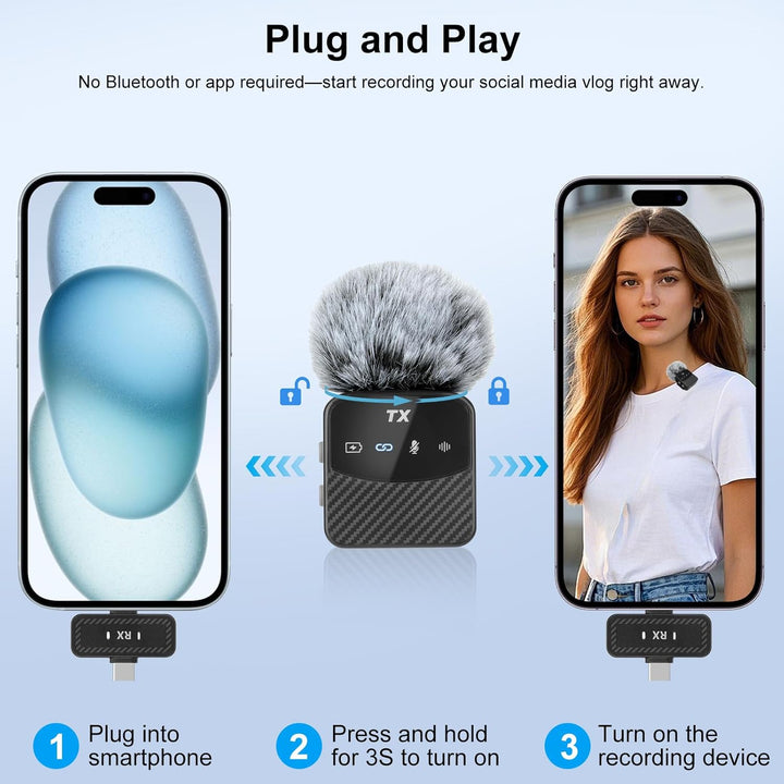 Mini Mic Lavalier Mikrofon für iPhone/iPad/Android,Mini Mikrofon Plug-Play Professionelles Rauschunt