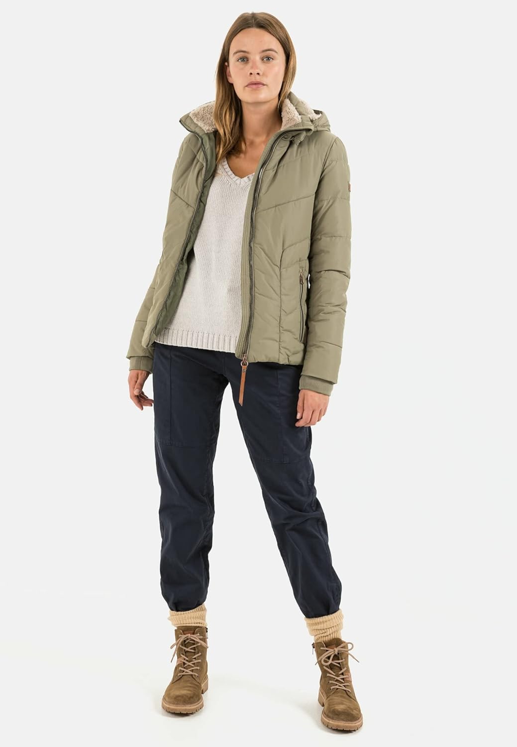 camel active Womenswear Damen 3200306E36 Jacke 36 Light Khaki, 36 Light Khaki