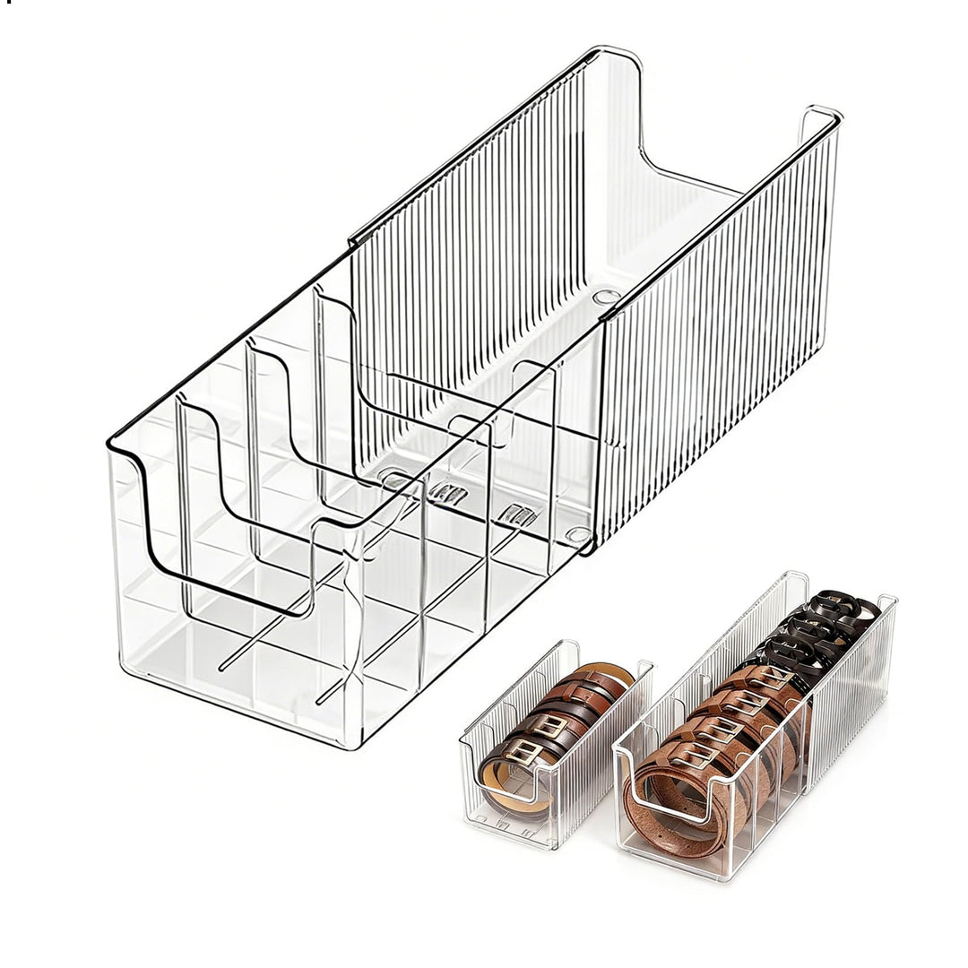 Gürtel Organizer Acryl Gürtel Aufbewahrung, Ausziehbarer Gürtelhalter Kleiderschrank, 7 Fächer Gürte