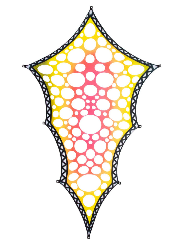 PSYWORK Schwarzlicht Segel Spandex | Goa Space Dragon Two | 2 x 3,75m | UV-aktiv | Leuchtend | Wandt