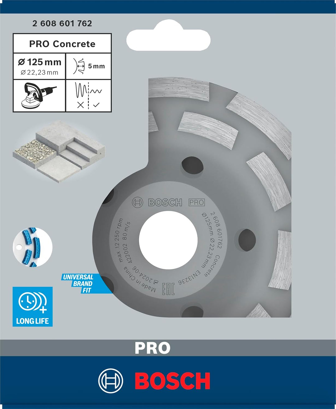 Bosch Accessories Diamantschleifscheibe Expert for Concrete Diamanttopfscheibe (für Beton, Schleifsc