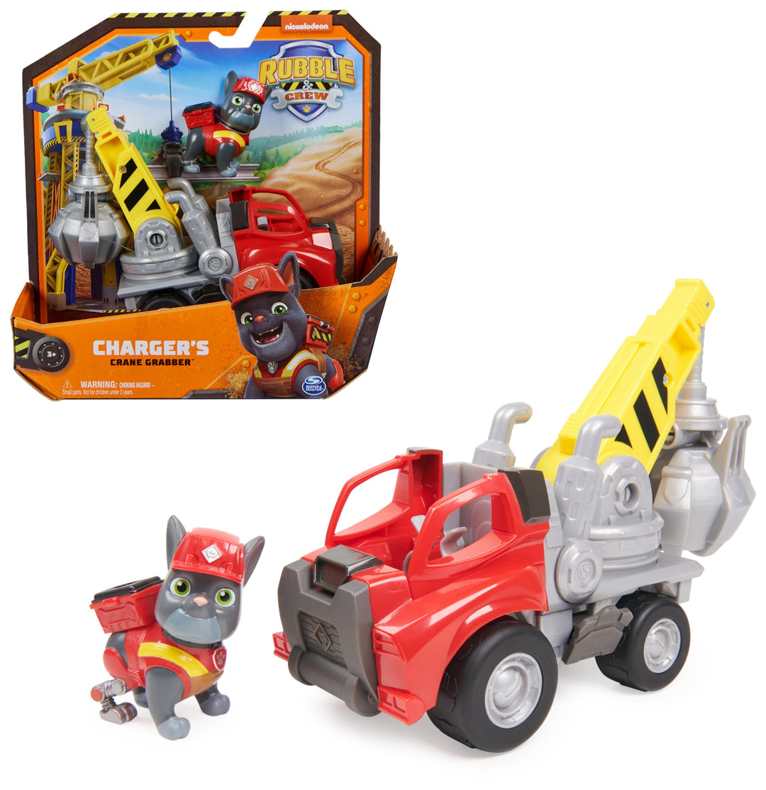 Rubble & Crew - Kran-Baufahrzeug mit Charger-Figur (Basis Fahrzeug), Spielzeug für Kinder ab 3 Jahre