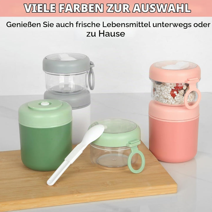 Grosser Edelstahl Müslibecher to Go, Joghurtbecher 530ml+330ml Tragbarer Auslaufsicherer Müslibecher