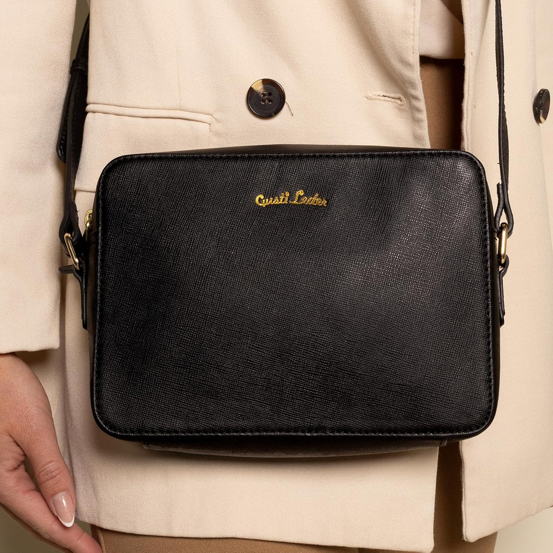 Gusti Umhängetasche Leder - Almina Damen Handtasche Schultertasche Crossbody bag Ledertasche Vintage