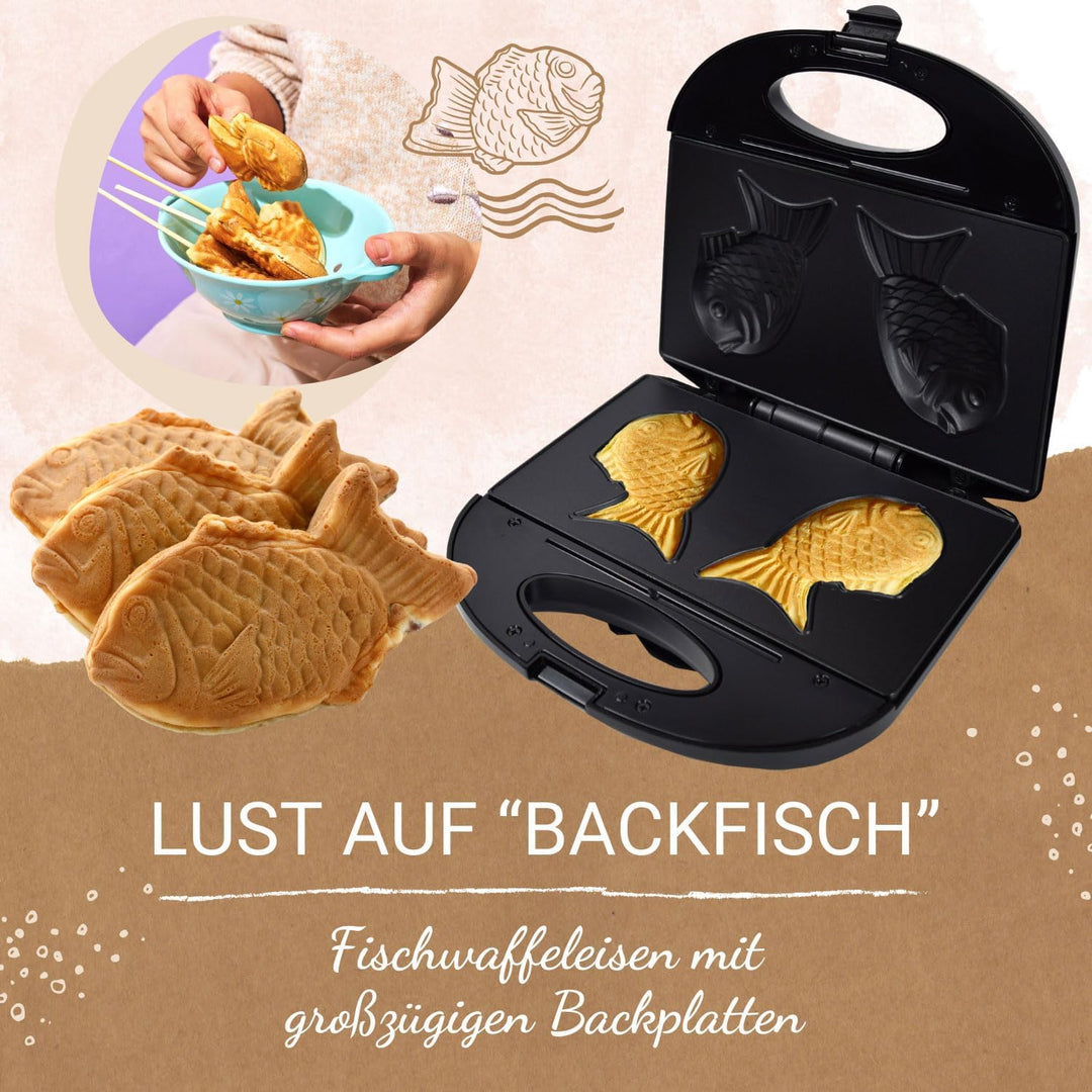 Syntrox Germany FM-750W Taiyaki Maker japanisches Gebäck in Form eines Fisches