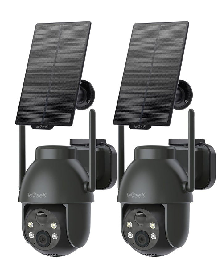 ieGeek 2K 3MP HD Überwachungskamera Aussen Solar, 360° PTZ Überwachungskamera Aussen Akku, 2.4GHz WL