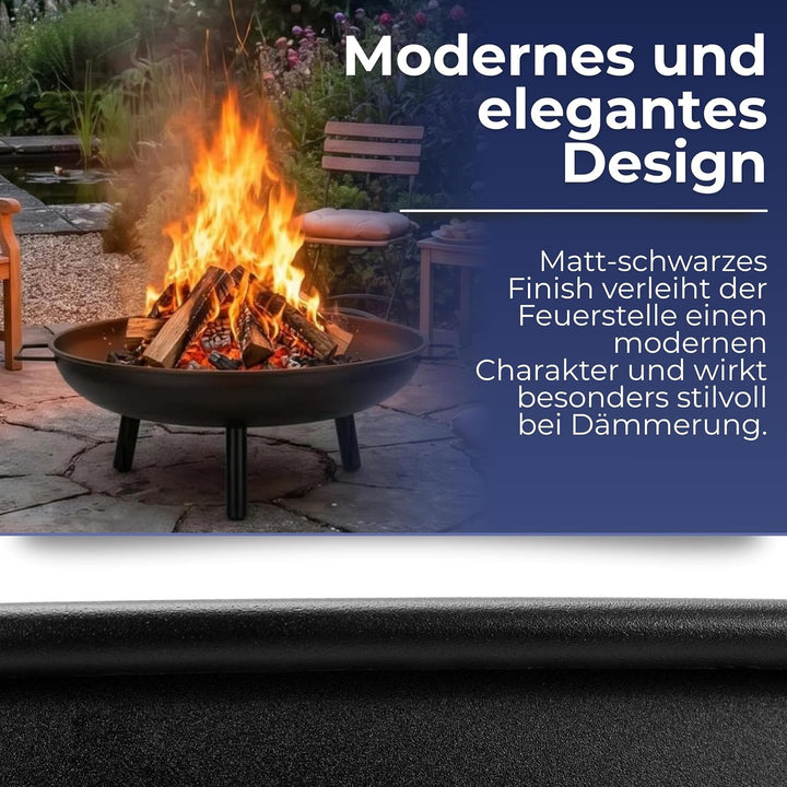 Springos Feuerschale Garten 58 cm Feuerstelle Outdoor Feuerkorb Stahl Feuerwanne Tragbare Fire Pit m