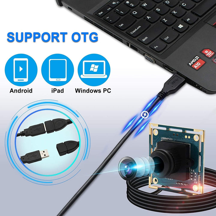 G Webcamera_USB 8MP USB Kameramodul Webcam Boardmodul mit verzerrungsfreiem 75Grad Objektiv,2448p US