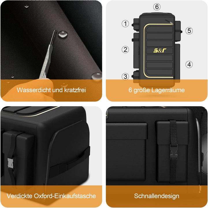 Ergocar Kofferraum Organizer 1680D Oxford Aufbewahrungstasche Multitasche Rücksitz Organizer 3 mal G