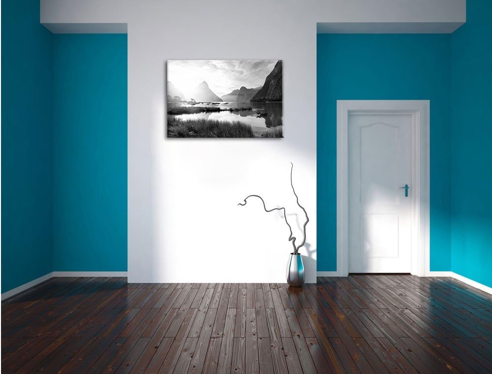 Pixxprint Milford Sound Neuseeland als Leinwandbild/Grösse: 100x70 cm/Wandbild/Kunstdruck/fertig bes