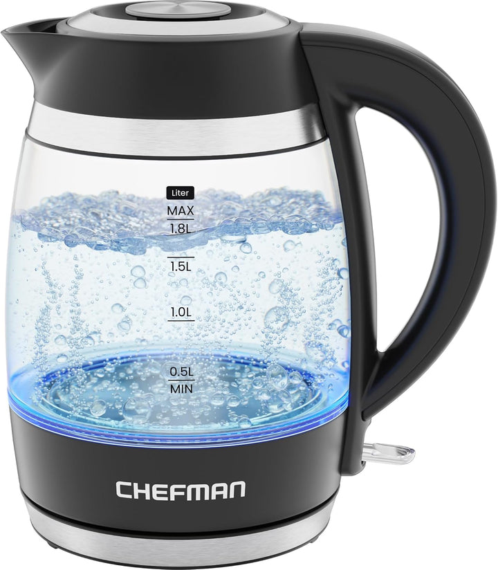 Chefman Elektrischer Wasserkocher, 1.8L 3000W, abnehmbarer Deckel, automatische Abschaltung, Trocken