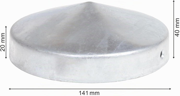 2x PFOSTENKAPPE RUND STAHL FEUERVERZINKT 141 MM DURCHMESSER (2), 2