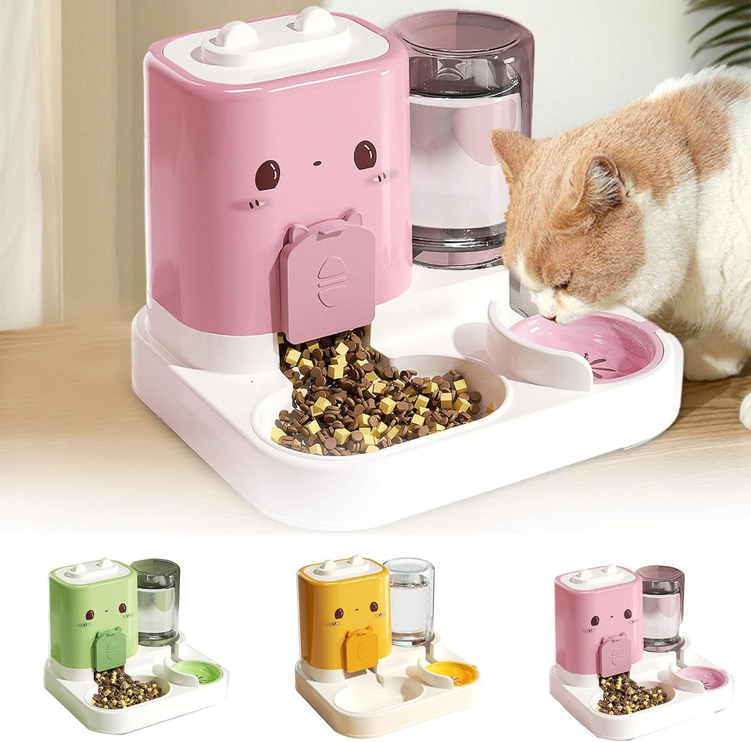 Automatischer Futterspender für Haustiere, 2-in-1-Futterstation für Katzen und Hunde, mit abnehmbare