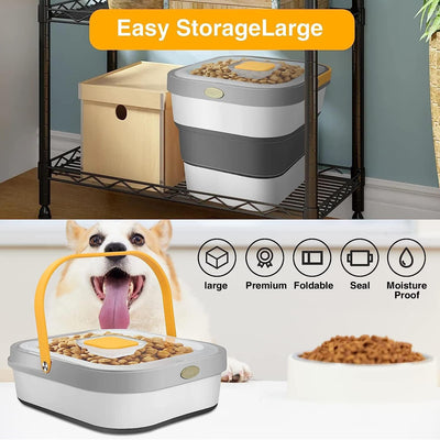 OBOVO Pet Food Storage Container 20 L for 7,5 kg, Flip-Up Lid, Airtight, Transparent, Shovel and Whe