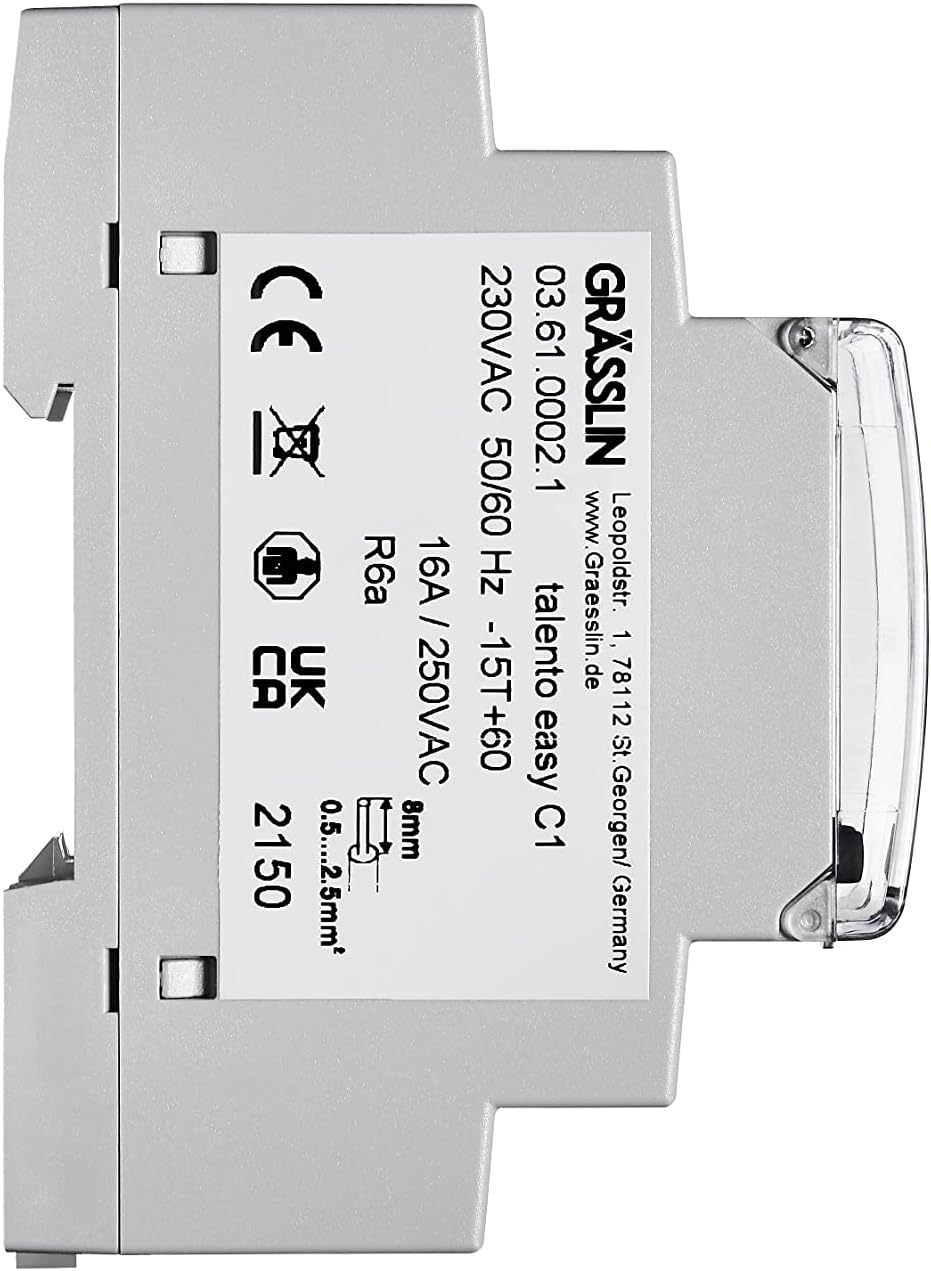 GRÄSSLIN 03.61.0002.1 talento Easy C1 Astro – Digitale Zeitschaltuhr mit Jahresprogramm und Astropro