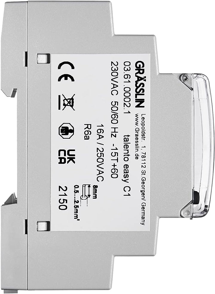 GRÄSSLIN 03.61.0002.1 talento Easy C1 Astro – Digitale Zeitschaltuhr mit Jahresprogramm und Astropro